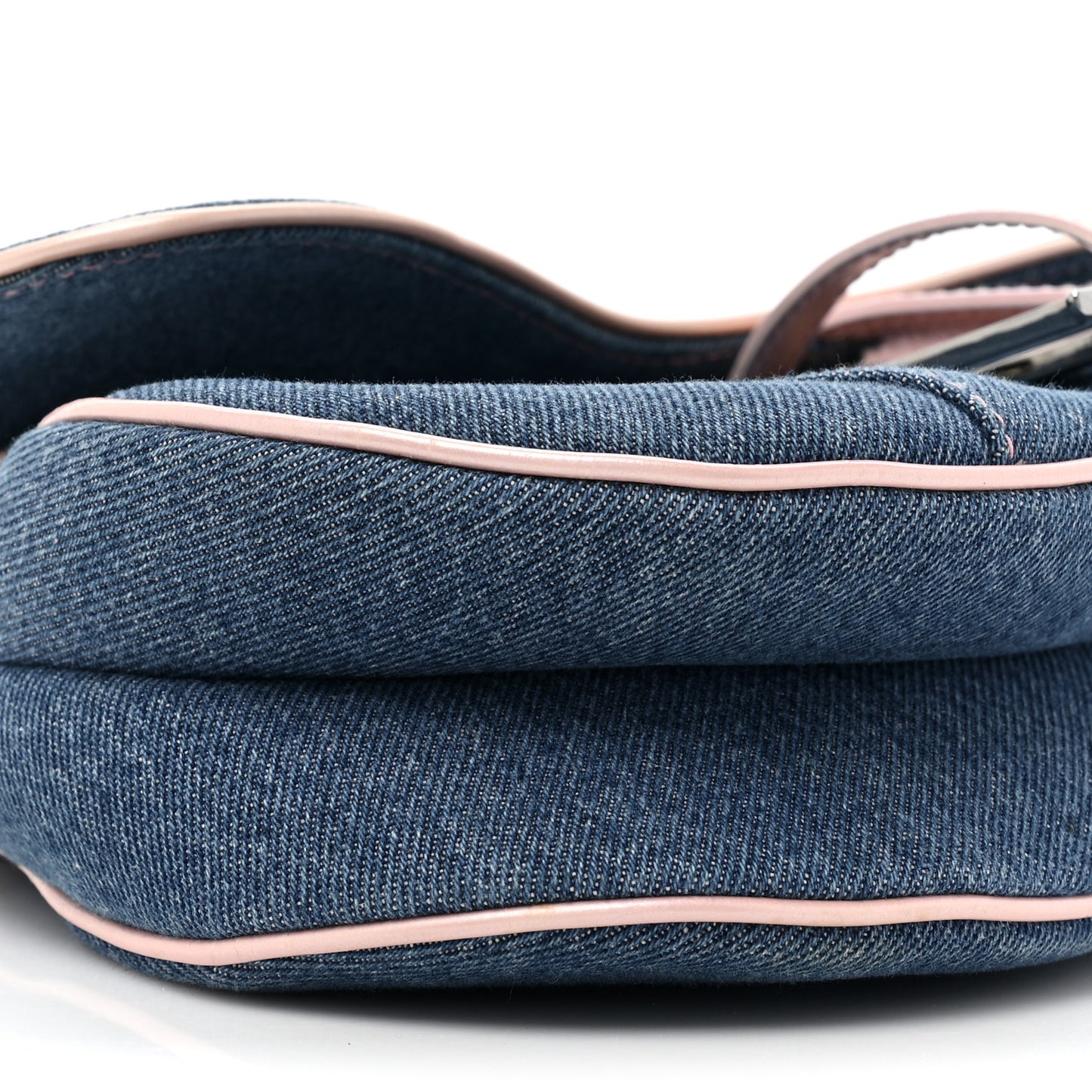 Patent Denim Jeans Saddle Bag Blue Pink