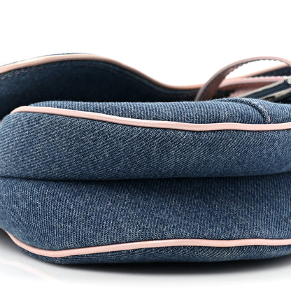 Christian Dior Patent Denim Jeans Saddle Bag Blue Pink 9 of 10
