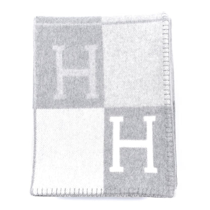 Hermes Wool Cashmere Avalon III Blanket Ecru Gris Clair 1 of 3