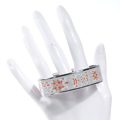 Hermes Enamel Printed Petits Chevaux de Hongrie Wide Bracelet 70 Potiron 2 of 6