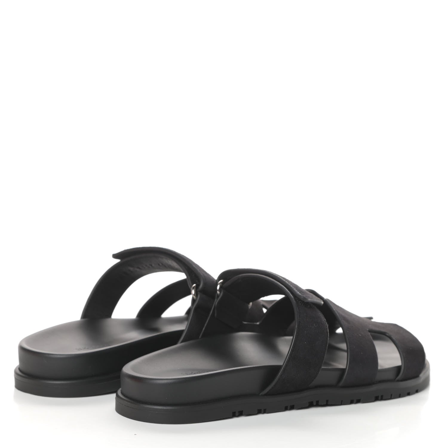 Hermes Suede Goatskin Womens Chypre Sandals 40 Black 4 of 7