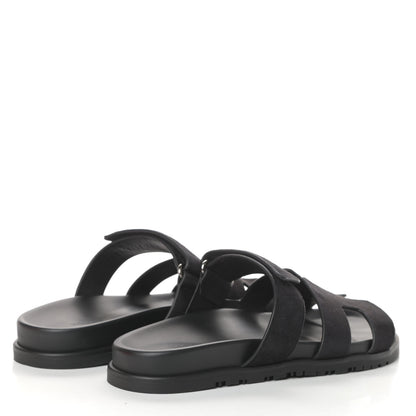 Hermes Suede Goatskin Womens Chypre Sandals 40 Black 4 of 7