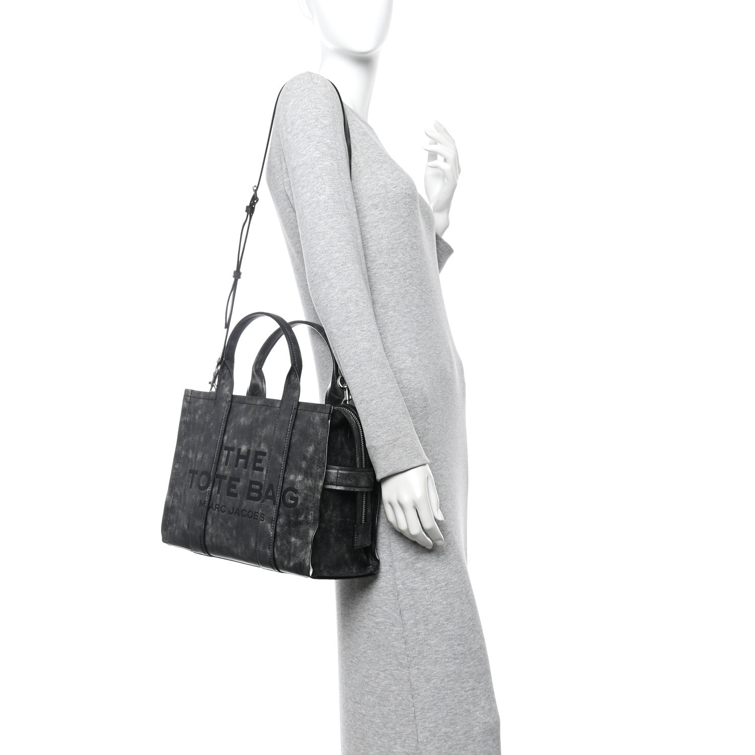 Marc Jacobs Distressed Calfskin Medium The Tote Bag Black 2 of 12