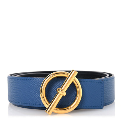 Hermes Swift Epsom Reversible Glenan 32mm Belt 85 34 Bleu Agate Black 1 of 7