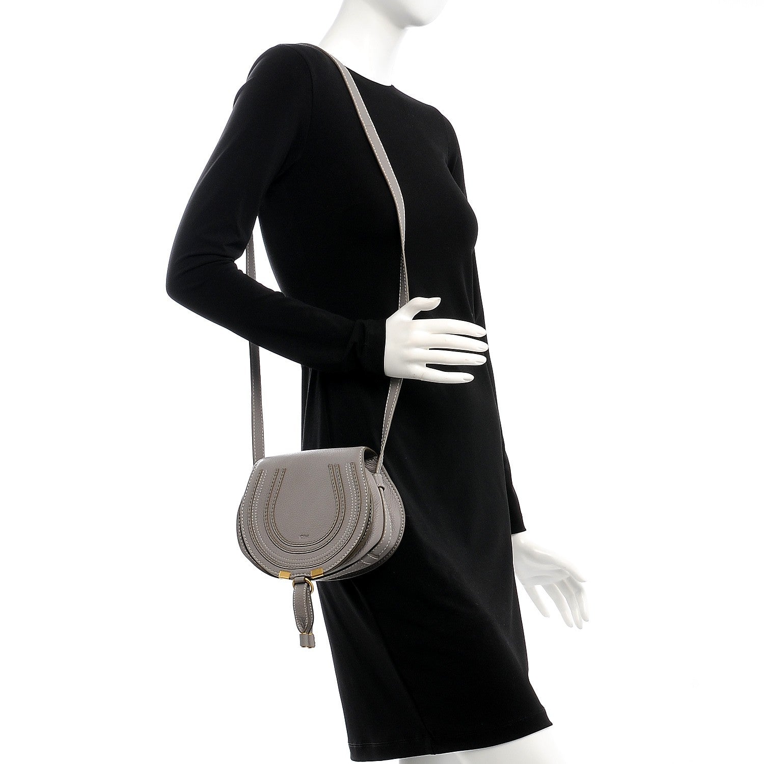 Chloe Calfskin Mini Marcie Round Crossbody Bag Cashmere Grey 2 of 7