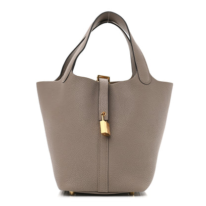 Hermes Taurillon Maurice Picotin Lock 18 PM Gris Asphalte 1 of 11