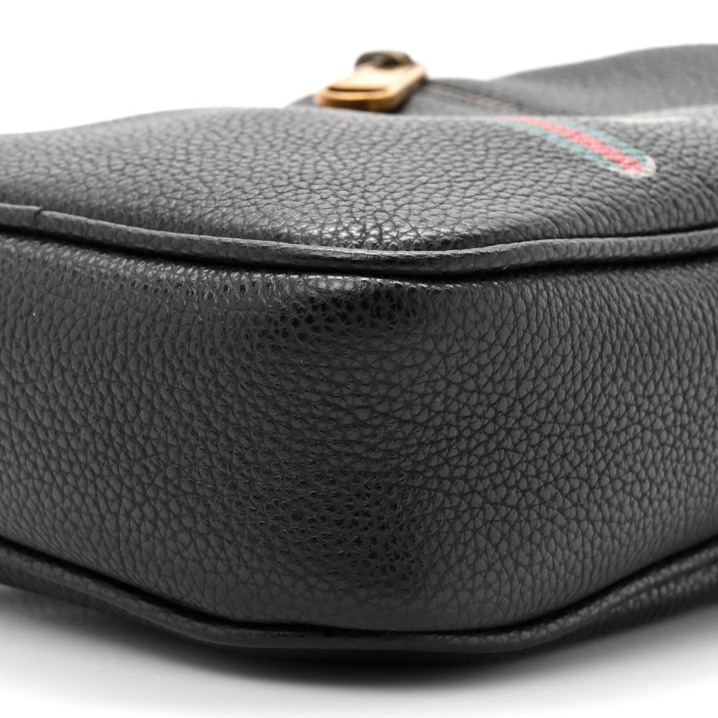 Grained Calfskin Mini Logo Messenger Bag Black