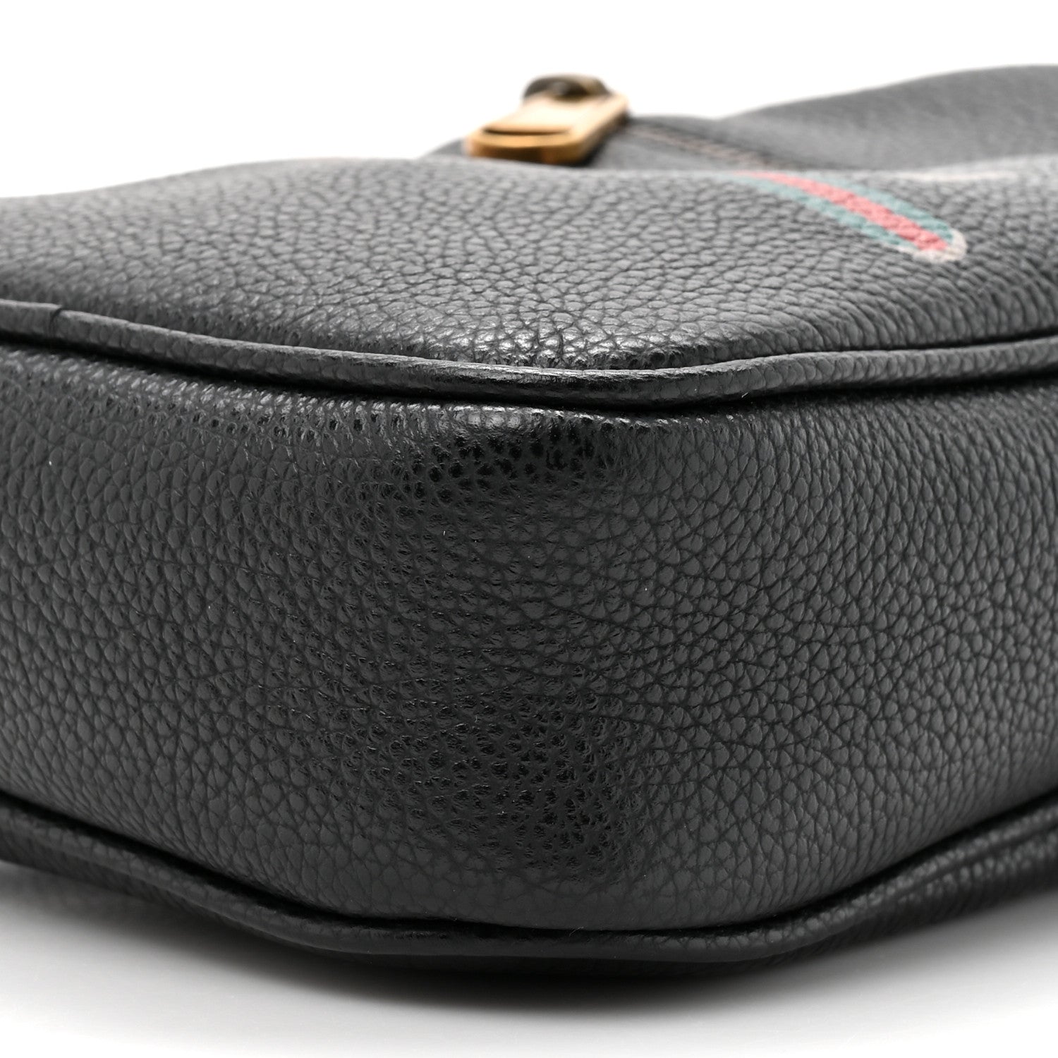Gucci Grained Calfskin Mini Logo Messenger Bag Black 9 of 10