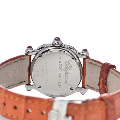 Chopard Stainless Steel Alligator 5 Diamond Pink Sapphire 26mm Happy Sport Quartz Watch 5 of 9