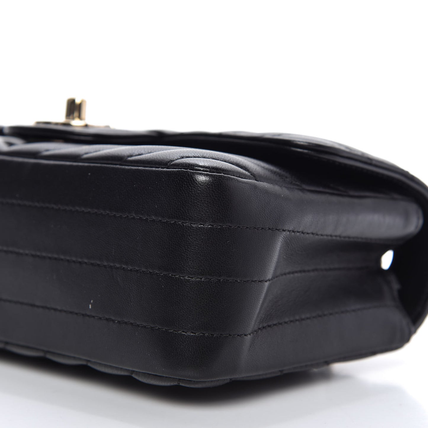 Lambskin Chevron Quilted Mini Rectangular Flap Black