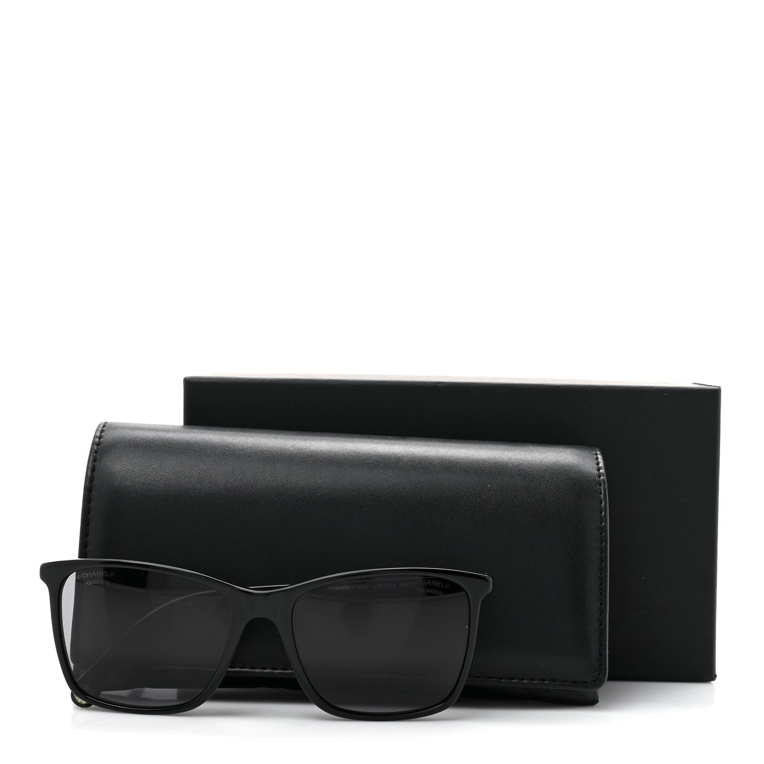 Chanel Acetate Polarized Square Sunglasses 5447 Black 8 of 8