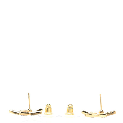 Chanel Metal Glitter Sparkle CC Star Earrings Gold Black 3 of 5