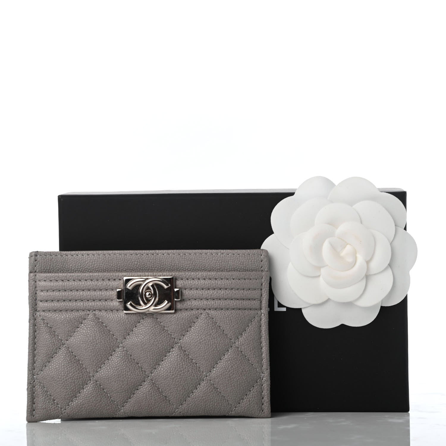 Chanel Caviar Quilted Boy Card Holder Grey 8 of 8