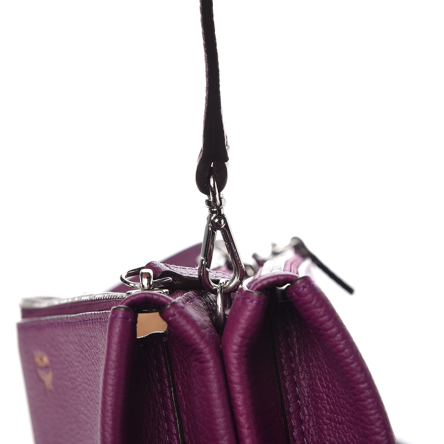 Grained Calfskin Milla Double Crossbody Bag Purple