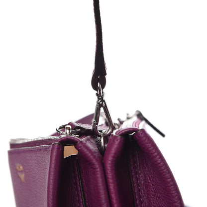 MCM Grained Calfskin Milla Double Crossbody Bag Purple 10 of 12