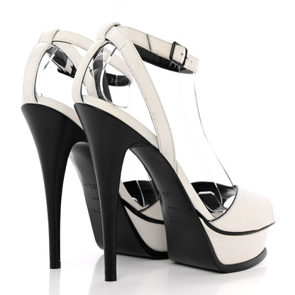 Saint Laurent Calfskin Tribute 105 Open Toe Platform Sandals 38.5 White Black 4 of 16