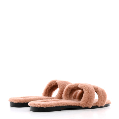 Hermes Woolskin Oran Sandals 37.5 Rose Aube 4 of 11