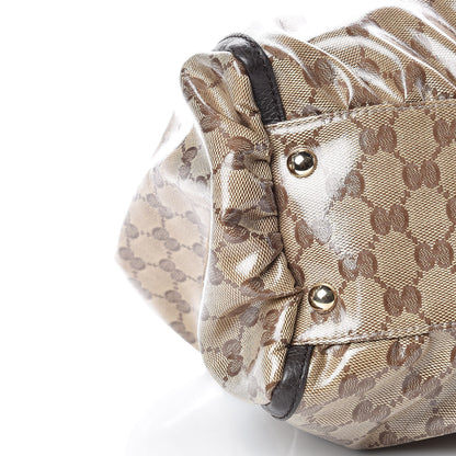 Gucci Crystal Monogram Large D Gold Hobo Dark Brown 8 of 9