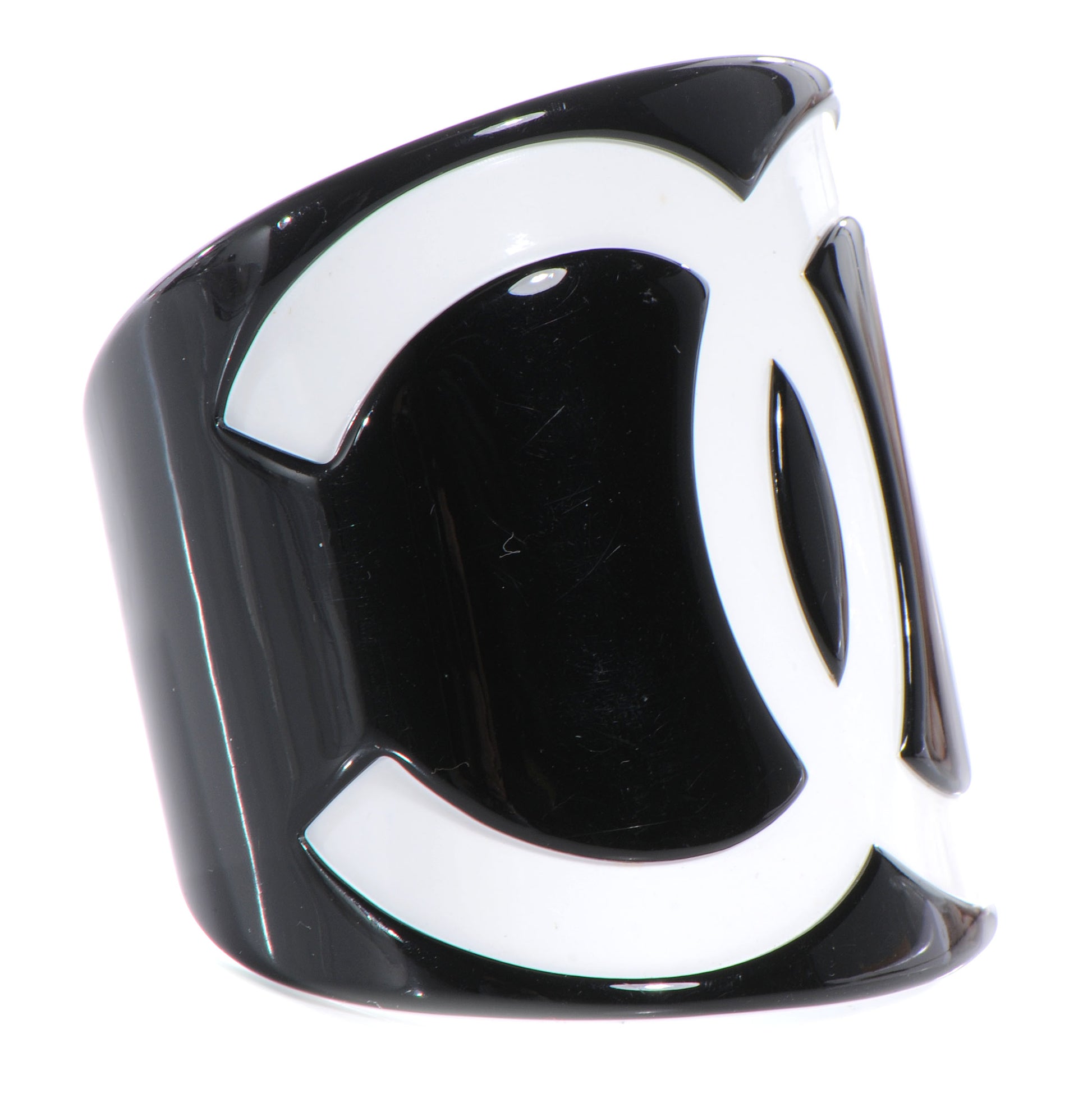Chanel Resin CC Cuff Black White 3 of 4