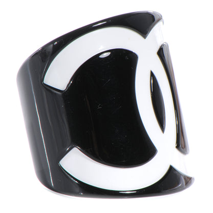 Chanel Resin CC Cuff Black White 3 of 4