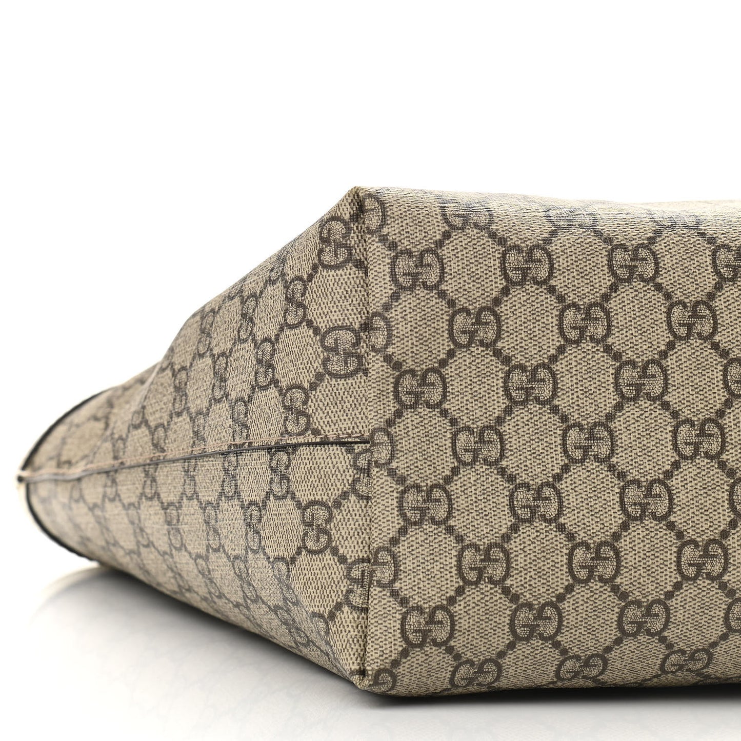 GG Supreme Monogram Textured Dollar Calfskin Web Medium Ophidia Shopping Tote Beige Ebony Mystic White