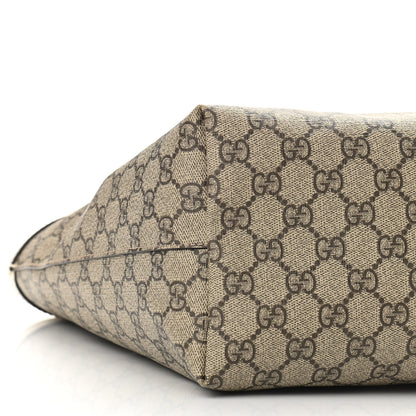 Gucci GG Supreme Monogram Textured Dollar Calfskin Web Medium Ophidia Shopping Tote Beige Ebony Mystic White 9 of 10