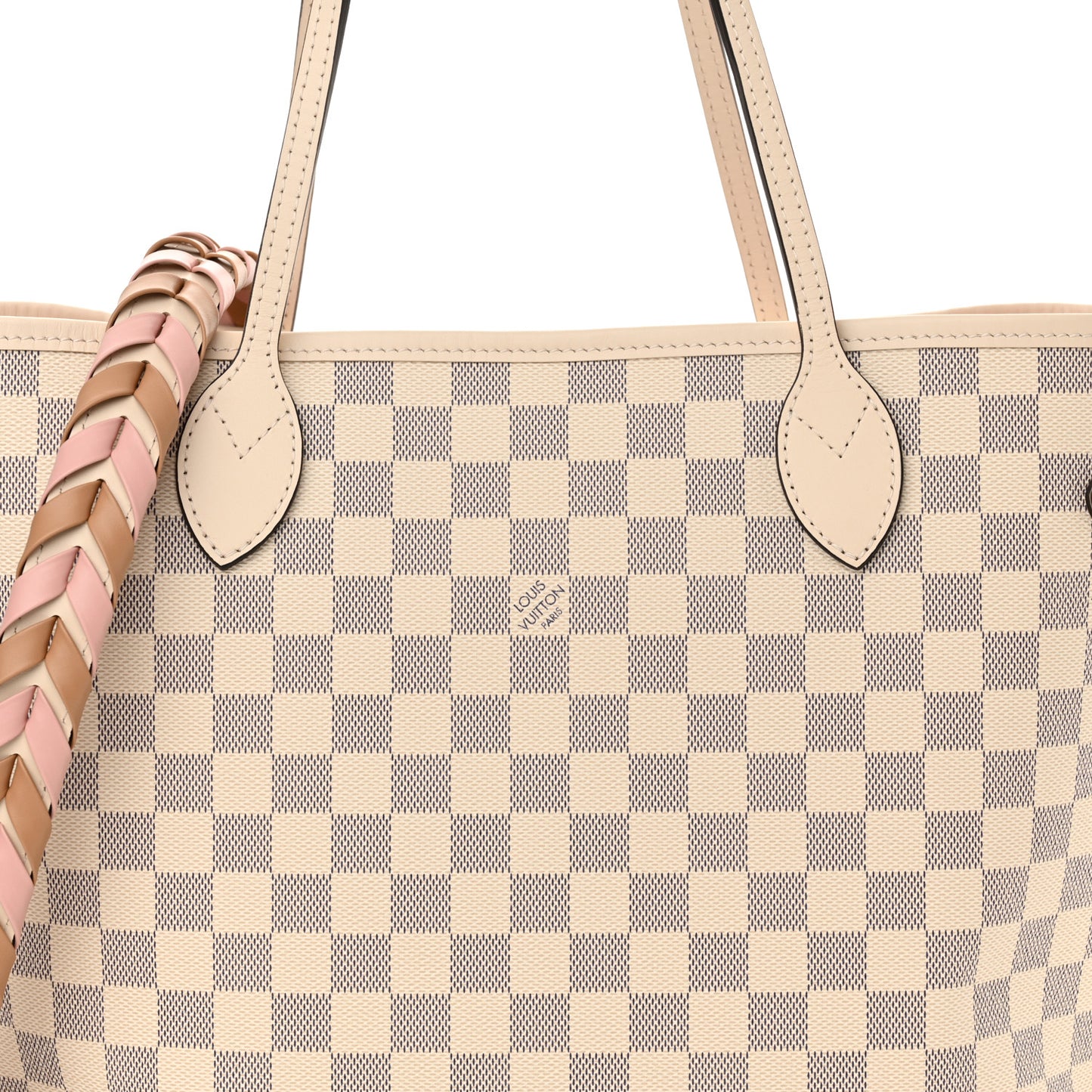 Damier Azur Braided Neverfull MM Pink