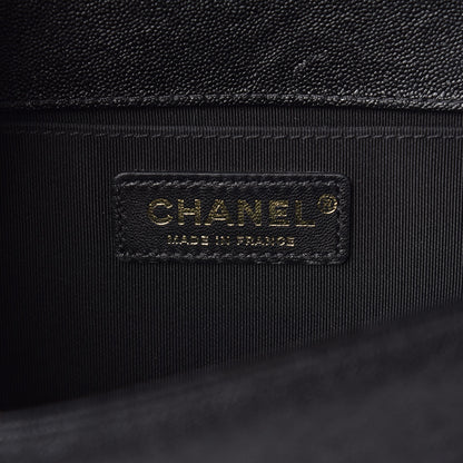 Chanel Caviar Chevron Quilted Medium Boy Flap Black 6 of 14