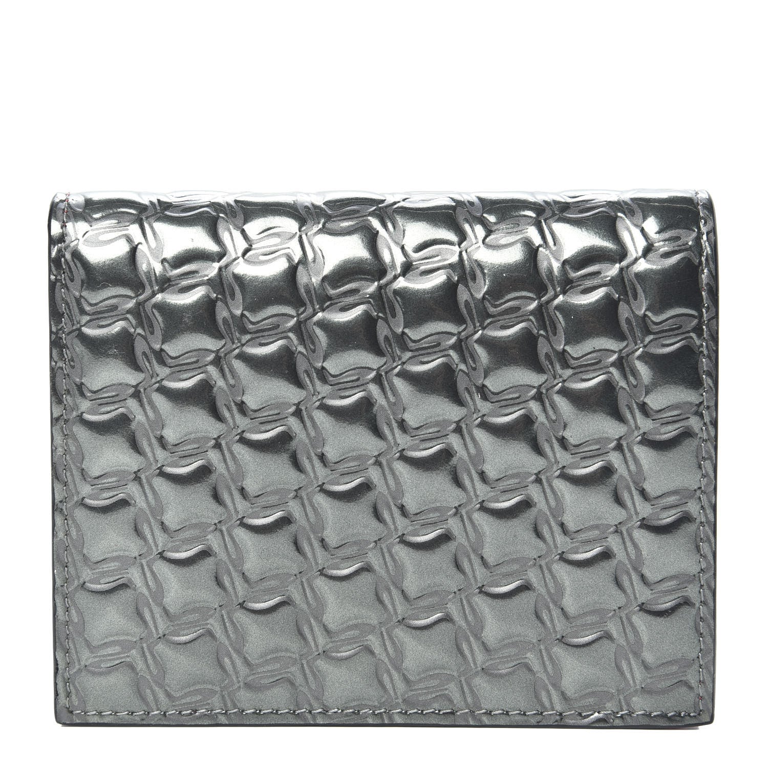 Christian Louboutin Patent Embossed Bi-Fold Wallet Silver 1 of 7