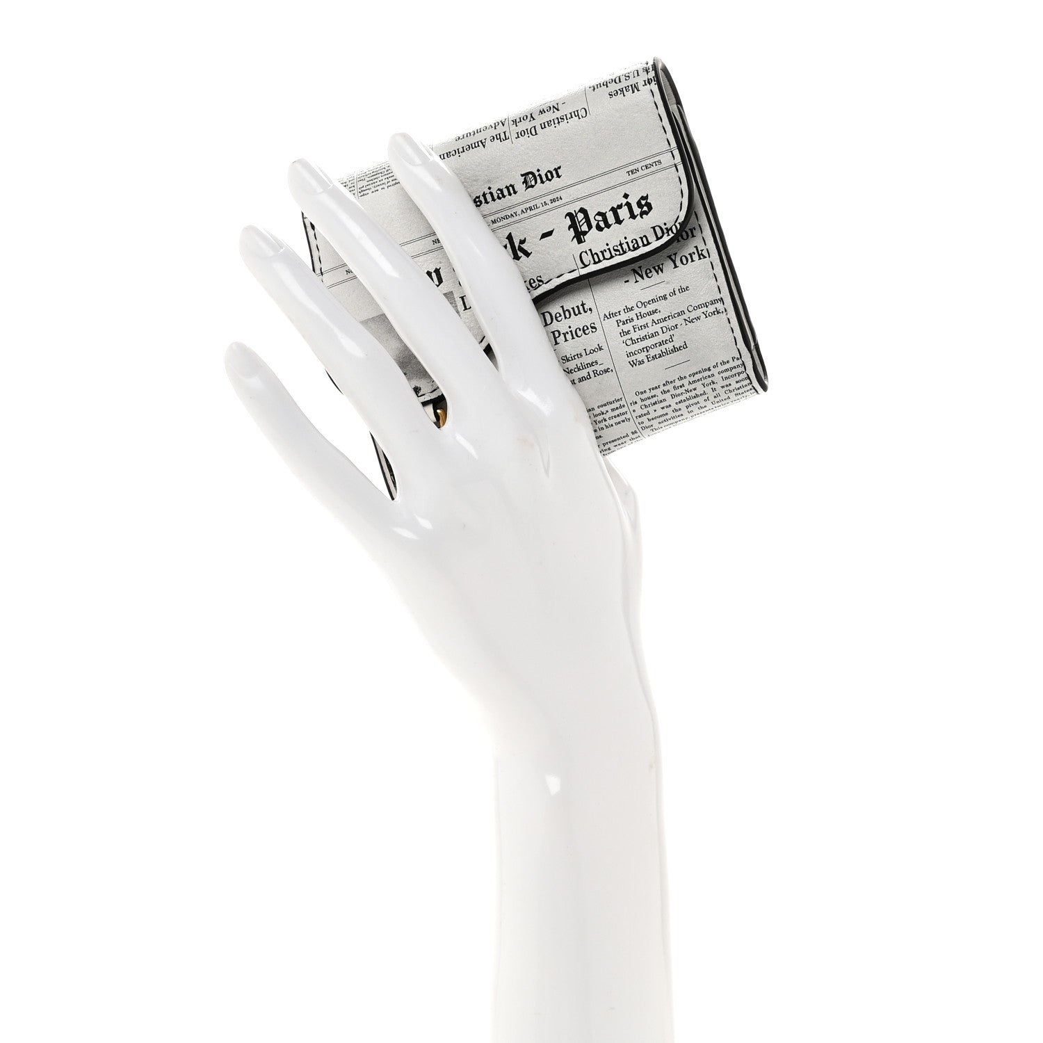 Christian Dior Calfskin Newspaper Print Saddle Lotus Wallet White Black 2 of 8