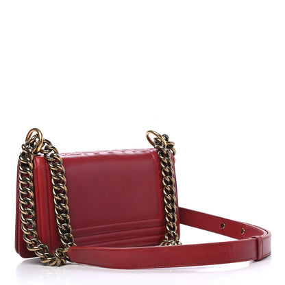 Chanel Glazed Calfskin Small Boy Flap Red 2 of 10