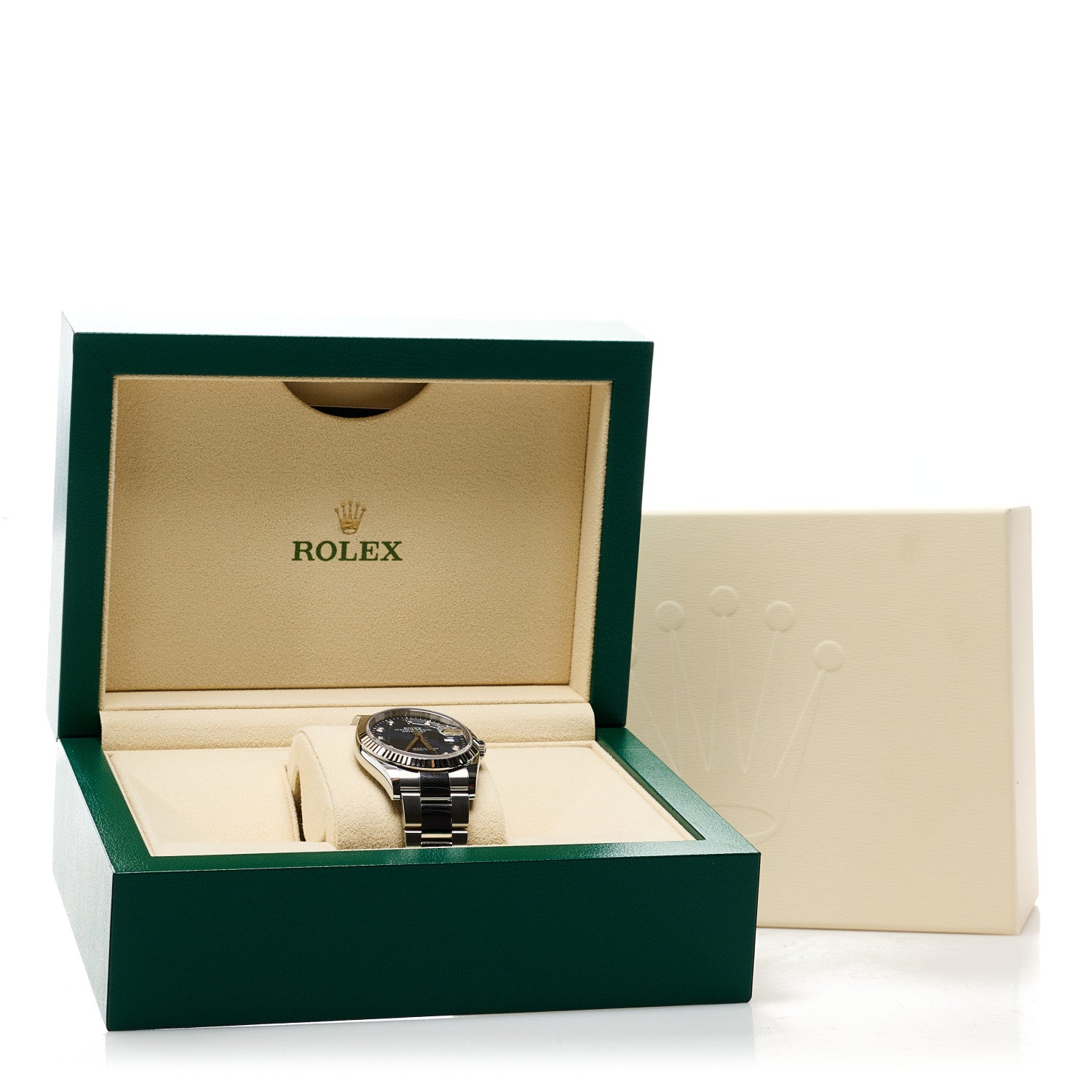 Rolex Stainless Steel 18K White Gold Diamond 36mm Oyster Perpetual Datejust Watch Blue Fluted 126234 5 of 5