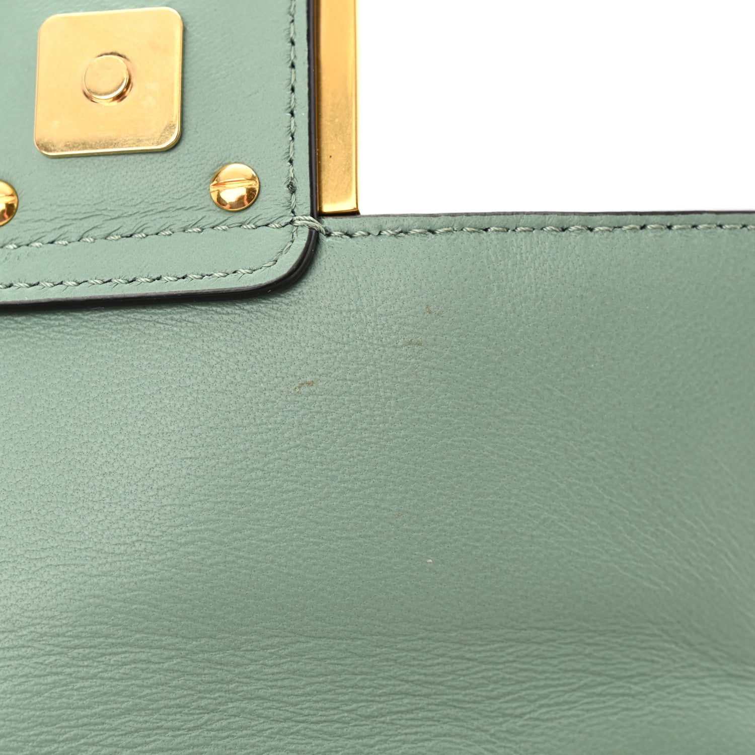Fendi Nappa FF 1974 Embossed Mini Baguette Menta 12 of 16