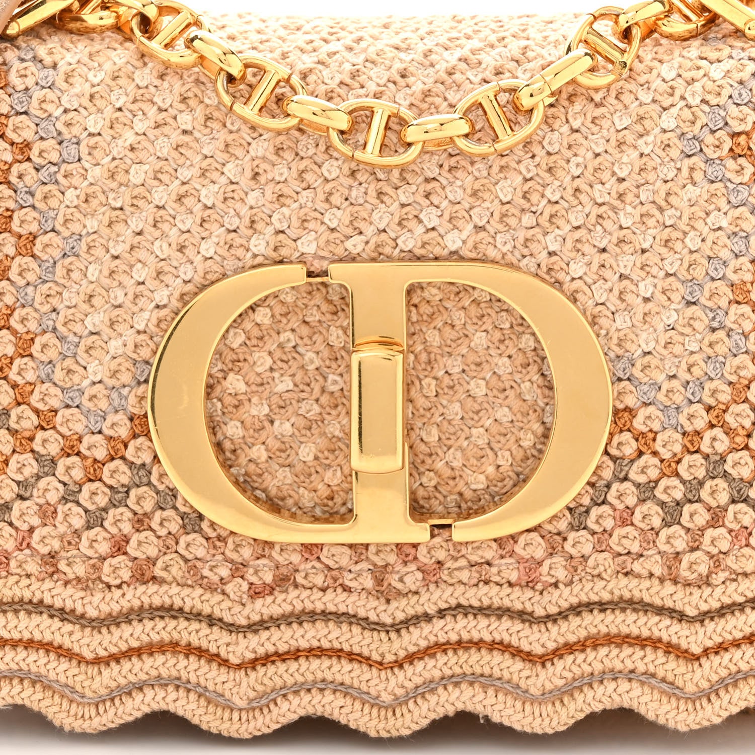Christian Dior Cotton Knit Small Caro Bag Beige 7 of 9