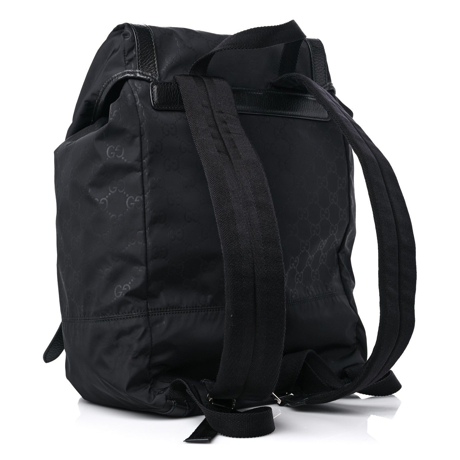 Gucci Nylon Monogram Medium Light Double Buckle Backpack Black 3 of 11