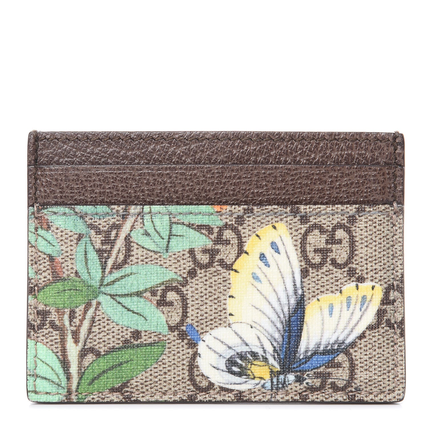 Gucci GG Supreme Monogram Tian Card Holder Beige Multicolor New Acero 1 of 6
