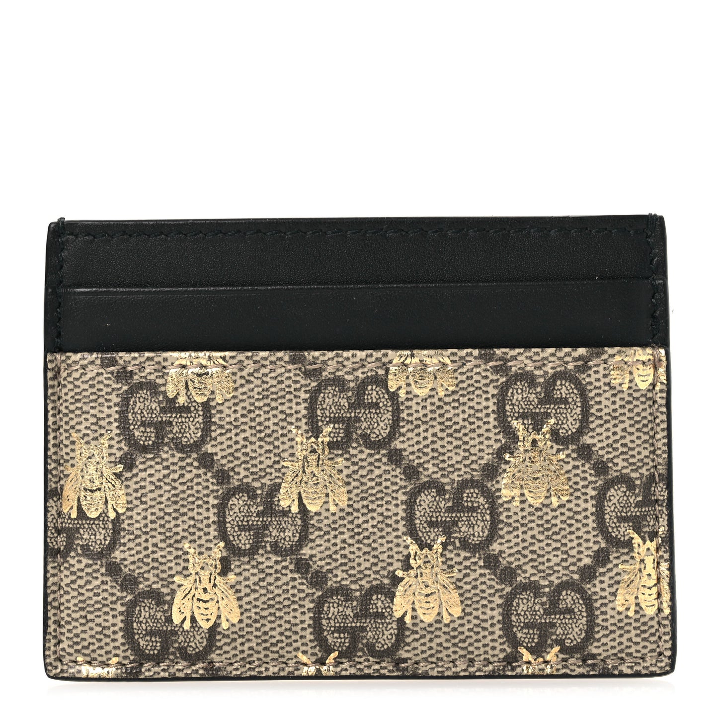 GG Supreme Monogram Bees Card Holder Black