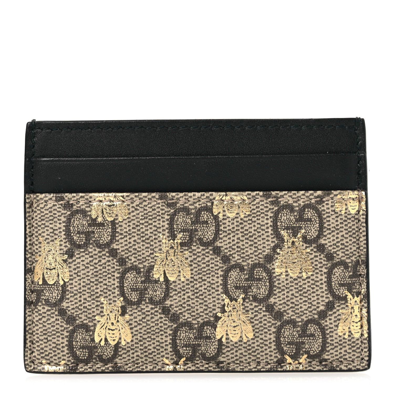 Gucci GG Supreme Monogram Bees Card Holder Black 1 of 8