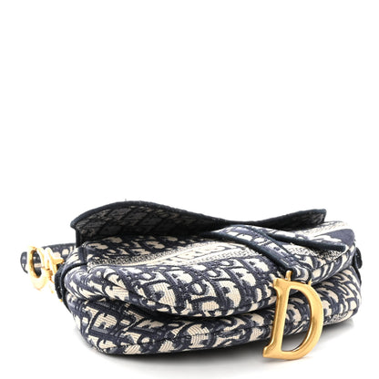 Christian Dior Oblique Embroidered Saddle Bag Blue 4 of 10