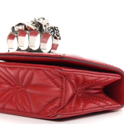 Alexander McQueen Lambskin Floral Stitched Knuckle Crossbody Bag Welsh Red 8 of 11