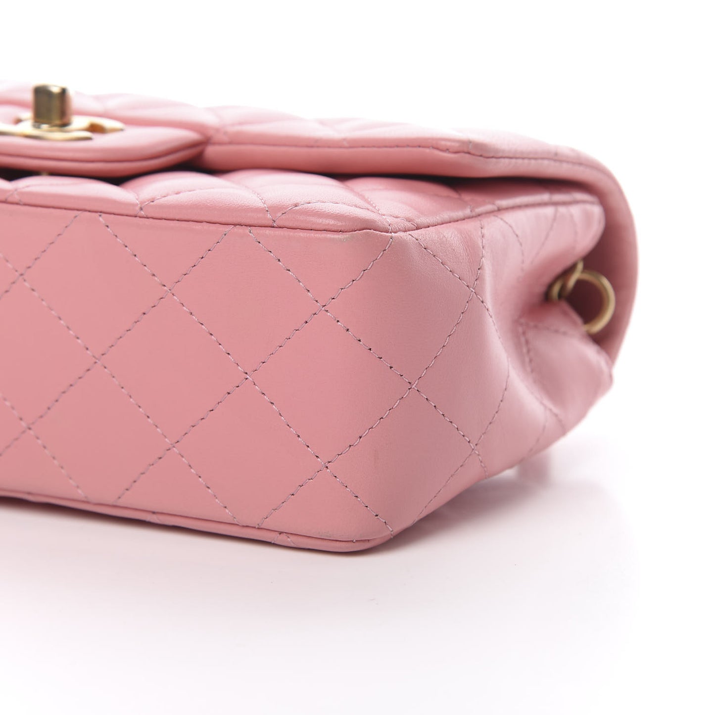 Lambskin Quilted Mini Rectangular Flap Pink