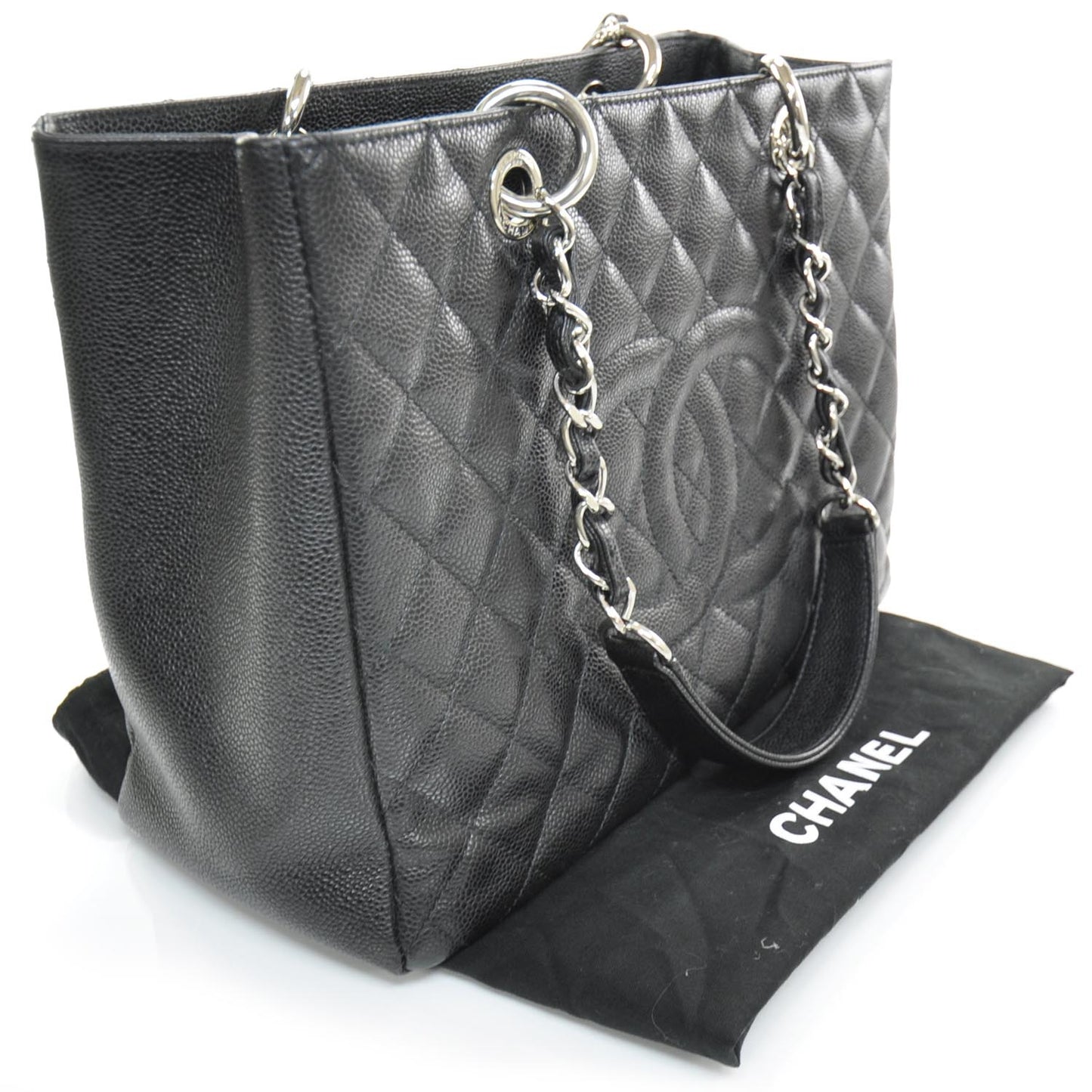 Caviar Quilted Grand Shopping Tote GST Black