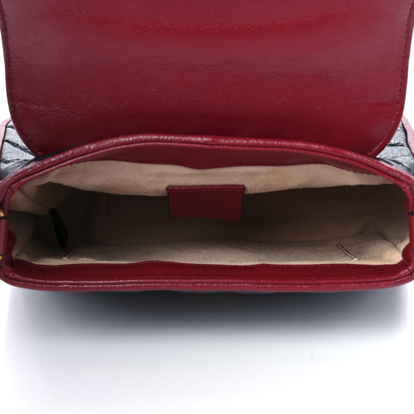 Vintage Effect Calfskin Matelasse Diagonal Mini Torchon GG Marmont Top Handle Shoulder Bag Black Romantic Cherry