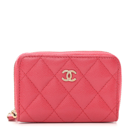 Chanel Caviar Quilted Zip Coin Purse Pink 1 of 8