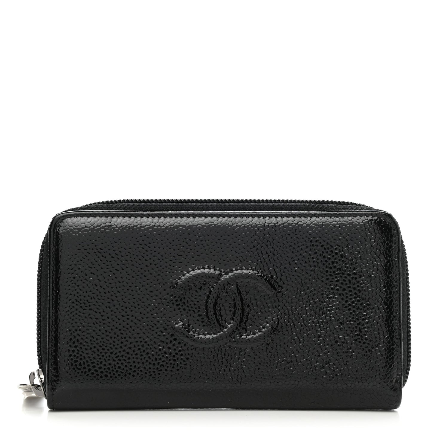 Caviar Patent Timeless Zip Around Wallet Black