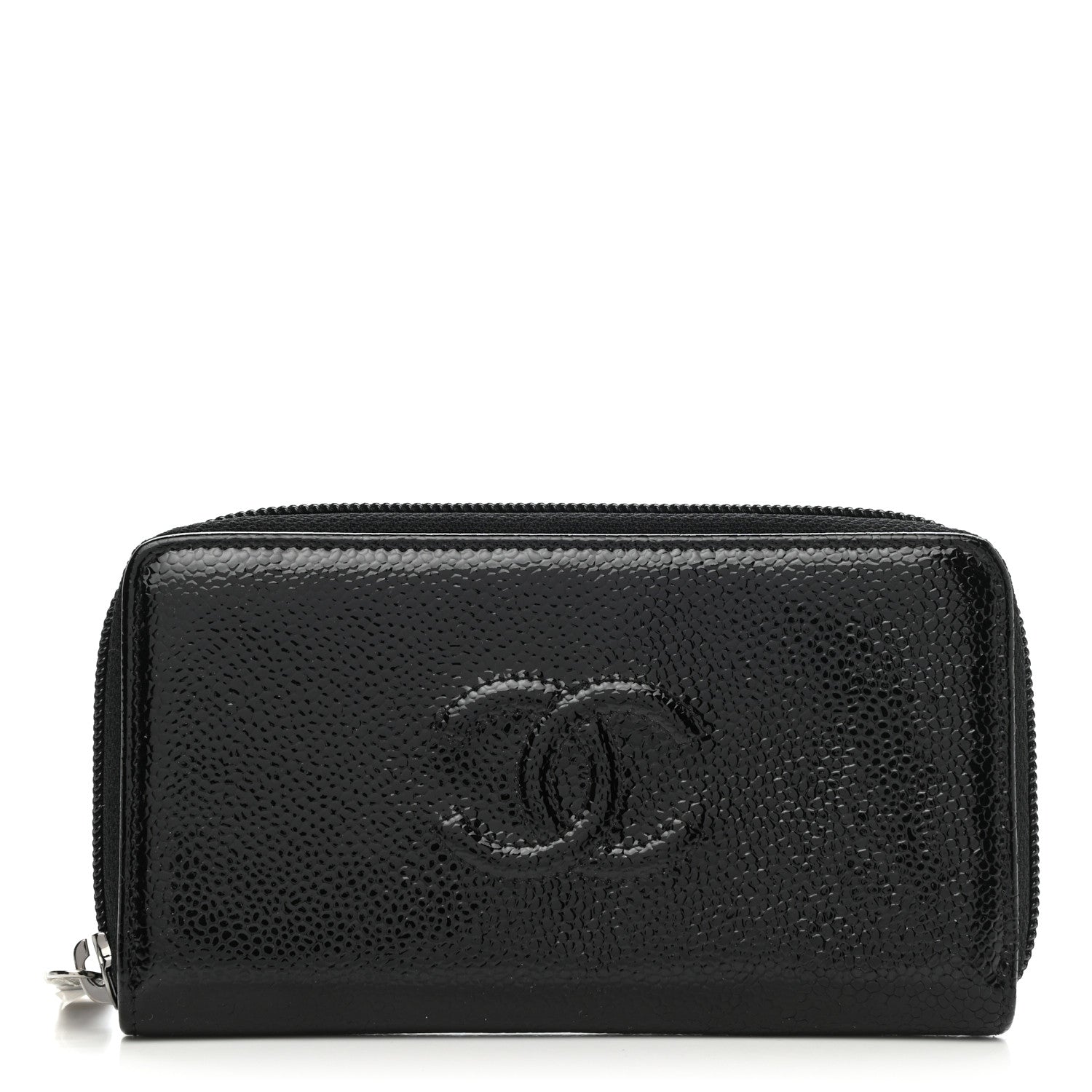 Chanel Caviar Patent Timeless Zip Around Wallet Black 1 of 8