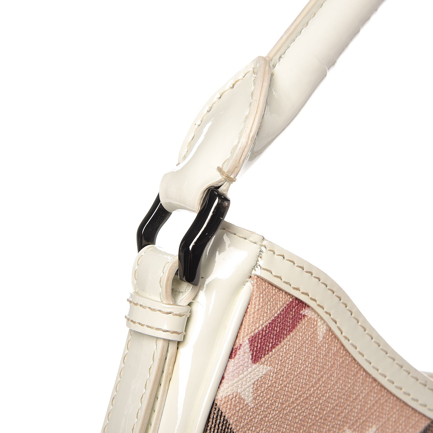 Burberry Patent Supernova Check Stars Small Hernville Hobo White 8 of 12
