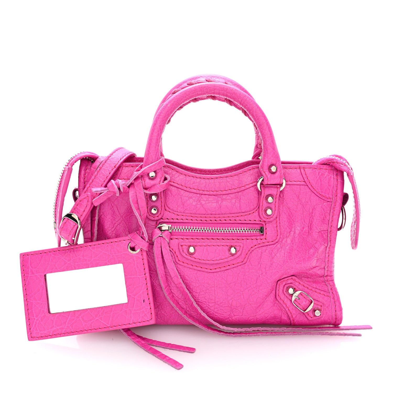 Balenciaga Agneau Classic Silver Hardware Nano City Fuchsia 3 of 10