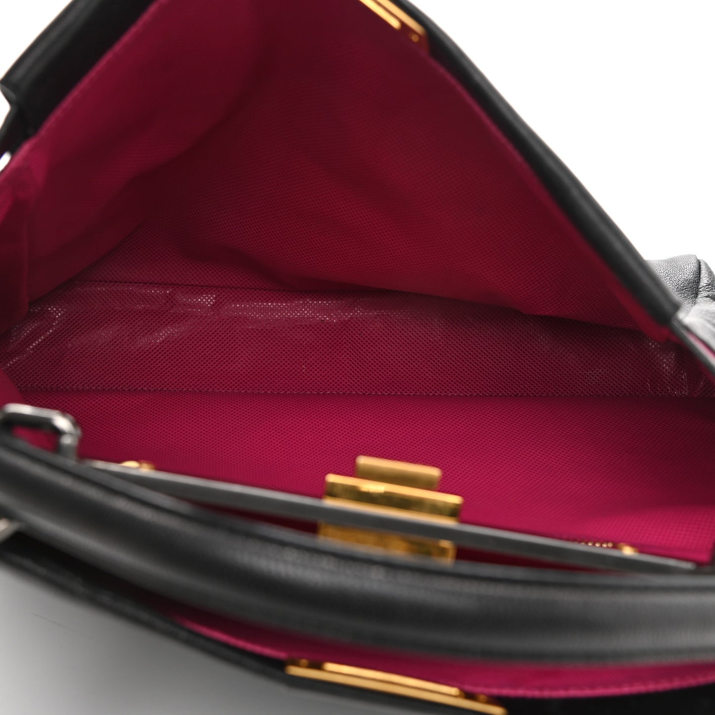 Goatskin Large Peekaboo Iconic Satchel Black Lampone