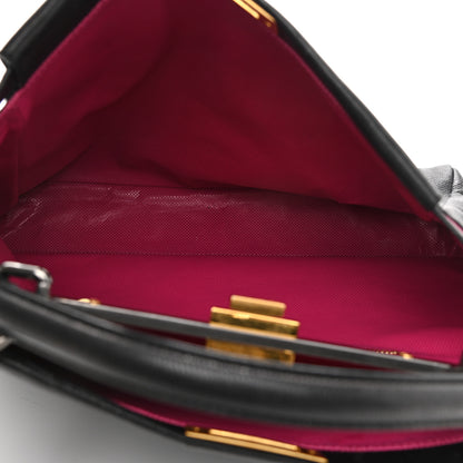 Fendi Goatskin Large Peekaboo Iconic Satchel Black Lampone 8 of 10